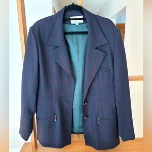 Vintage Jeremy Scott by Braemar Petites Navy/Red/Green Checkered Blazer